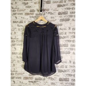 Anthropologie Vanessa Virginia Top Size 10‎ Black Lace Boho Romantic Whimsigoth